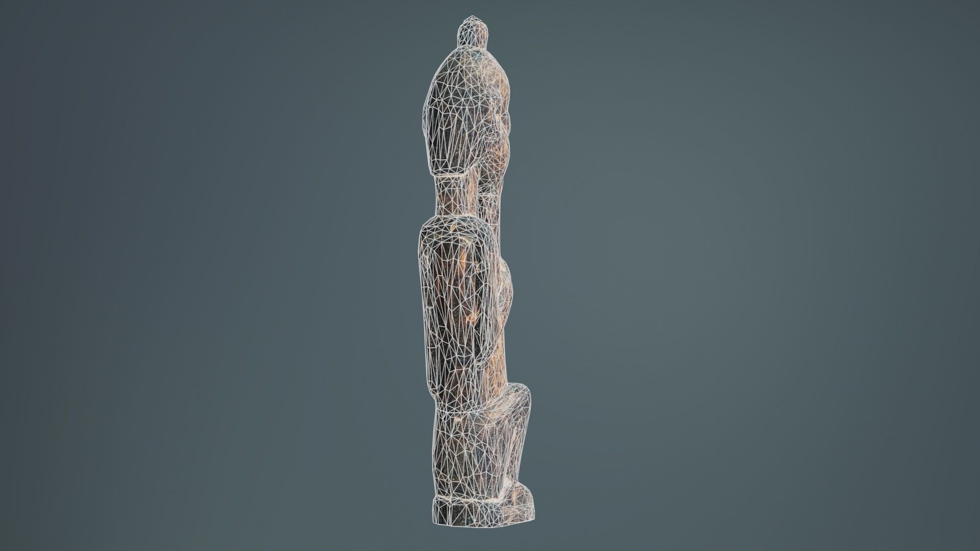 Hand Carved Wooden Statue Couple a2 Low-poly 3D model_10