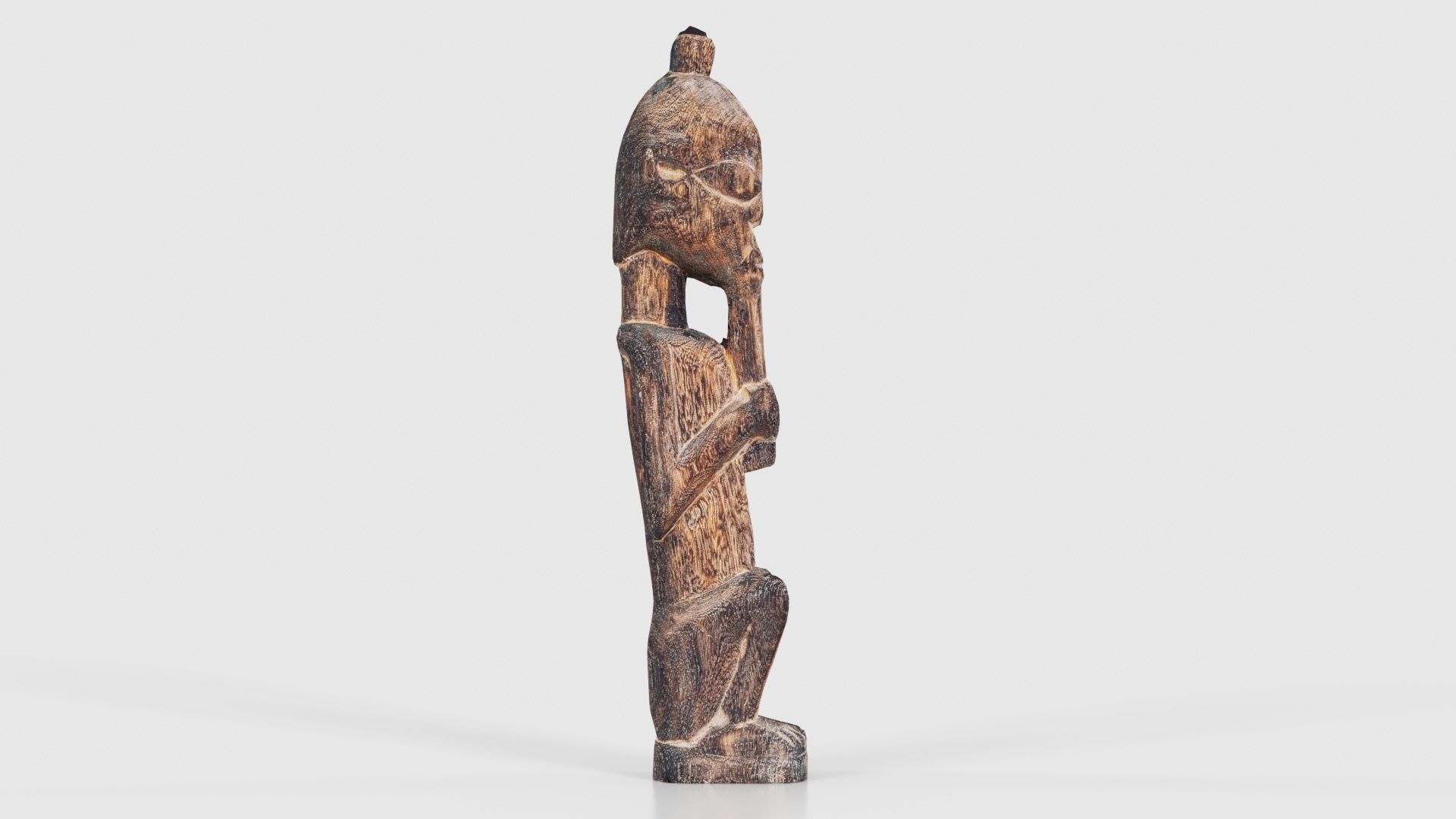 Hand Carved Wooden Statue Couple a2 Low-poly 3D model_19