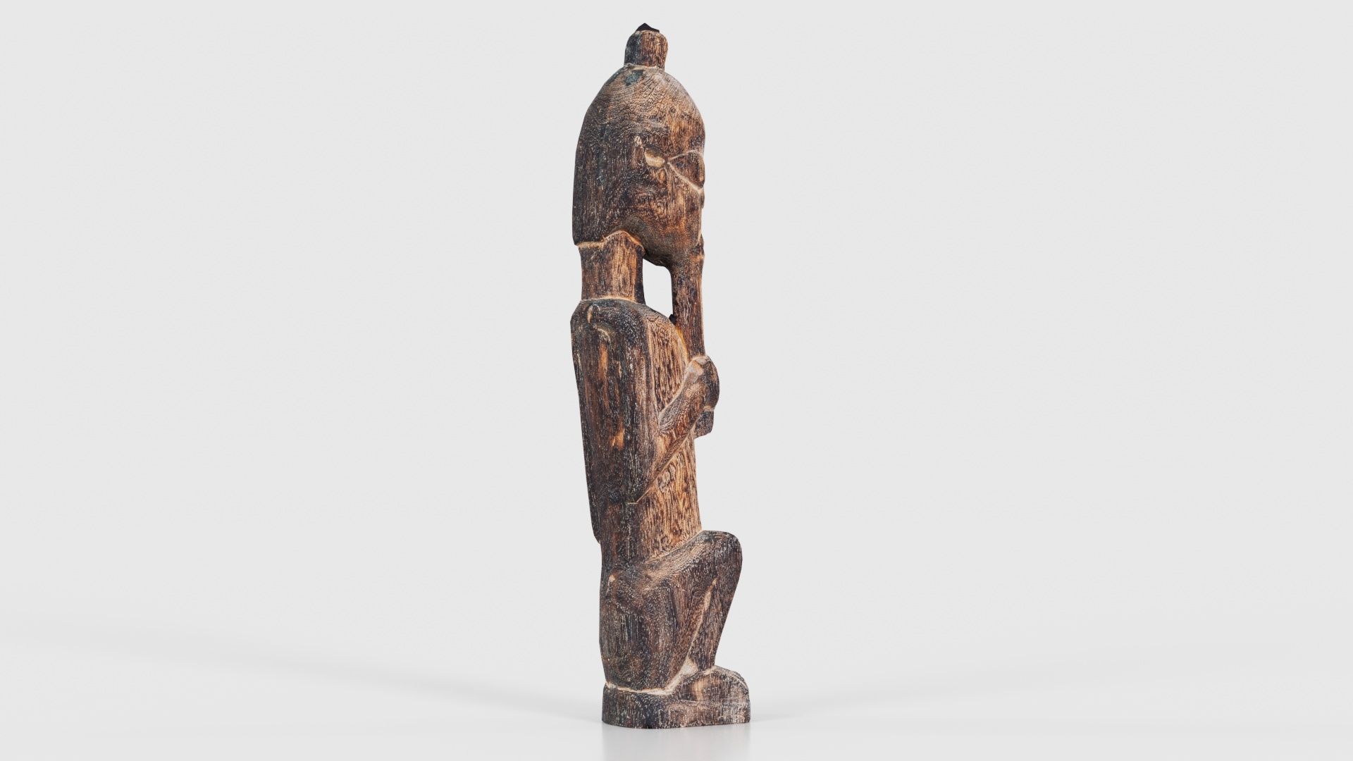 Hand Carved Wooden Statue Couple a2 Low-poly 3D model_20