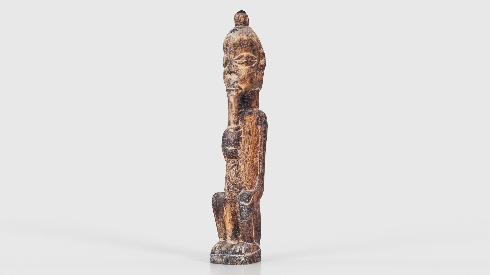 Hand Carved Wooden Statue Couple a2 Low-poly 3D model_15