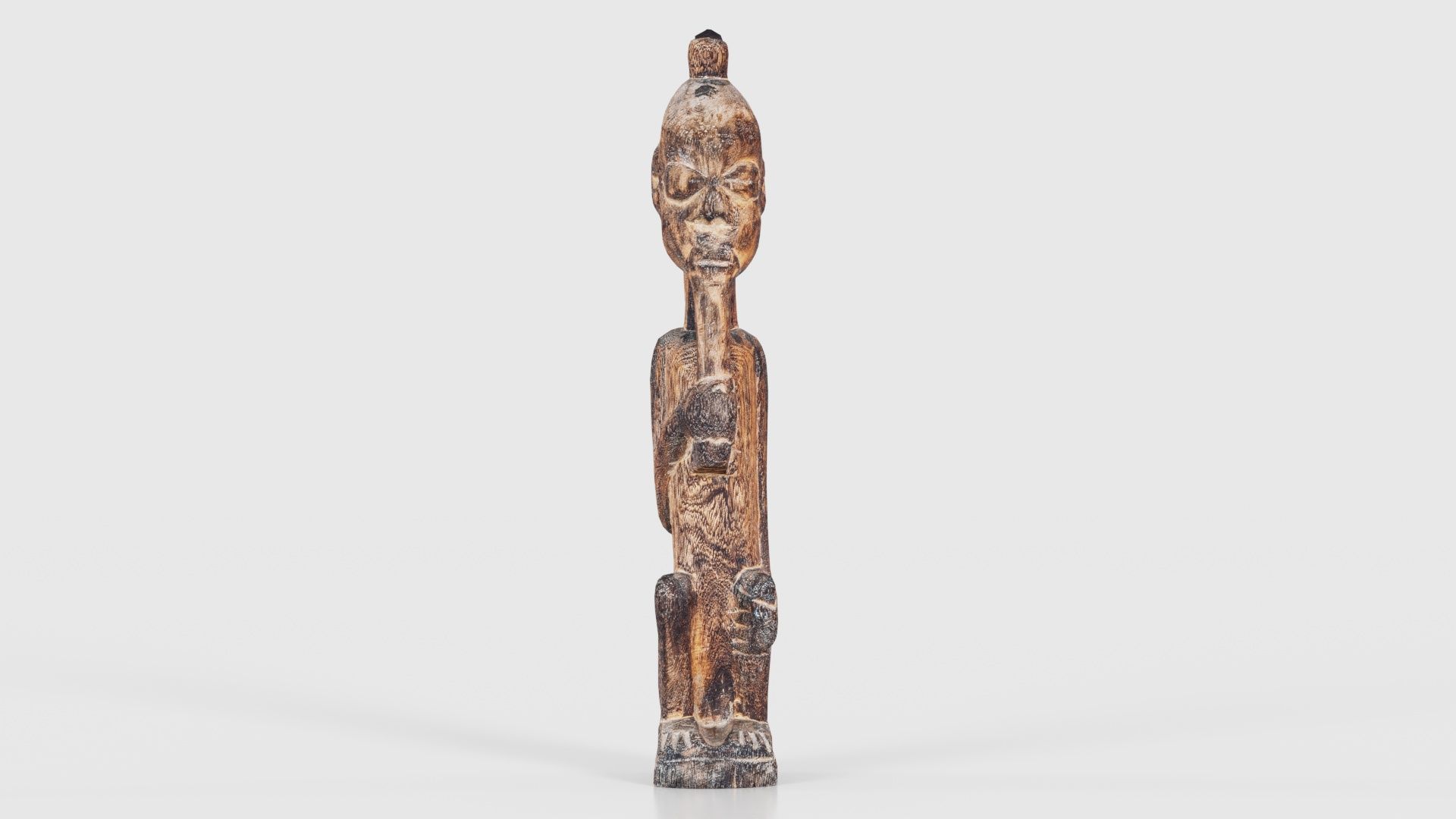 Hand Carved Wooden Statue Couple a2 Low-poly 3D model_16