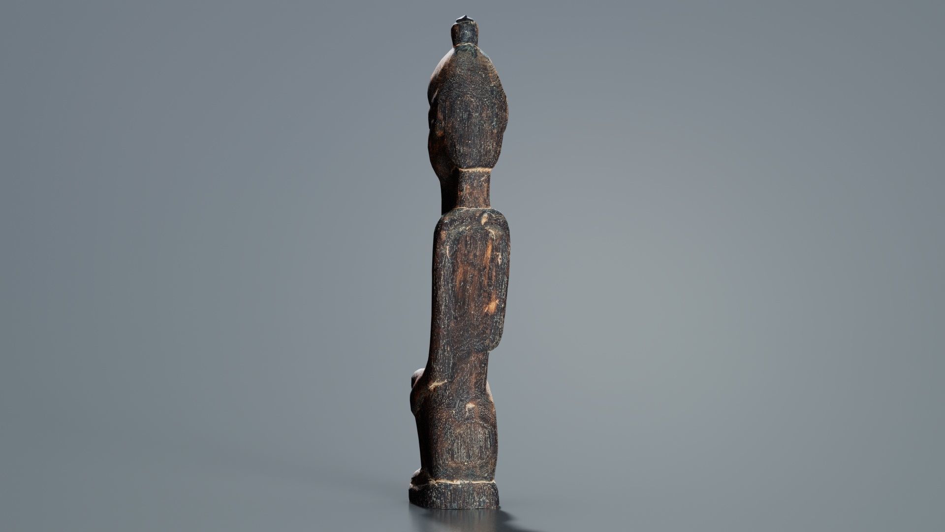 Hand Carved Wooden Statue Couple a2 Low-poly 3D model_2