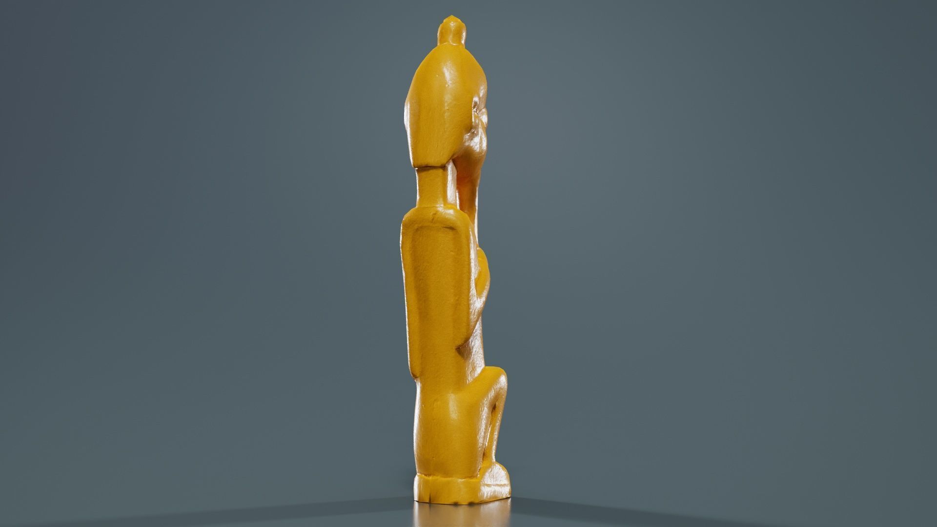 Hand Carved Wooden Statue Couple a2 Low-poly 3D model_13