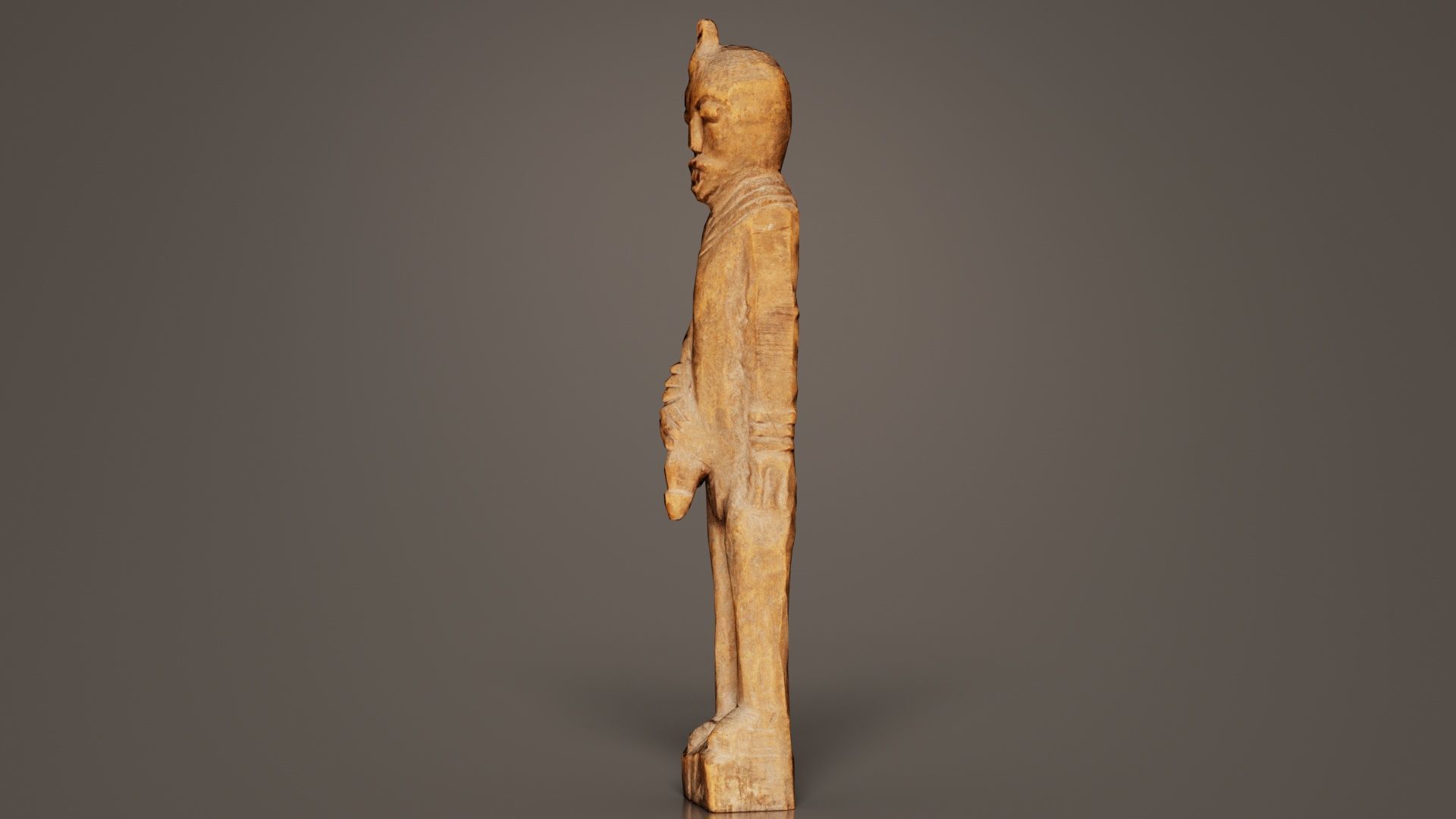 Hand Carved Wooden Statue Couple b1 Low-poly 3D model_6