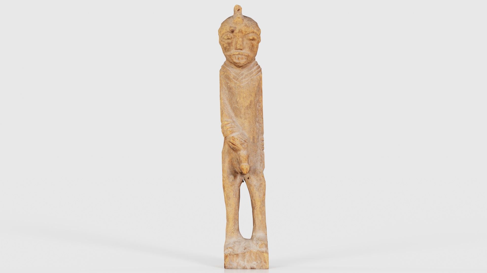 Hand Carved Wooden Statue Couple b1 Low-poly 3D model_16