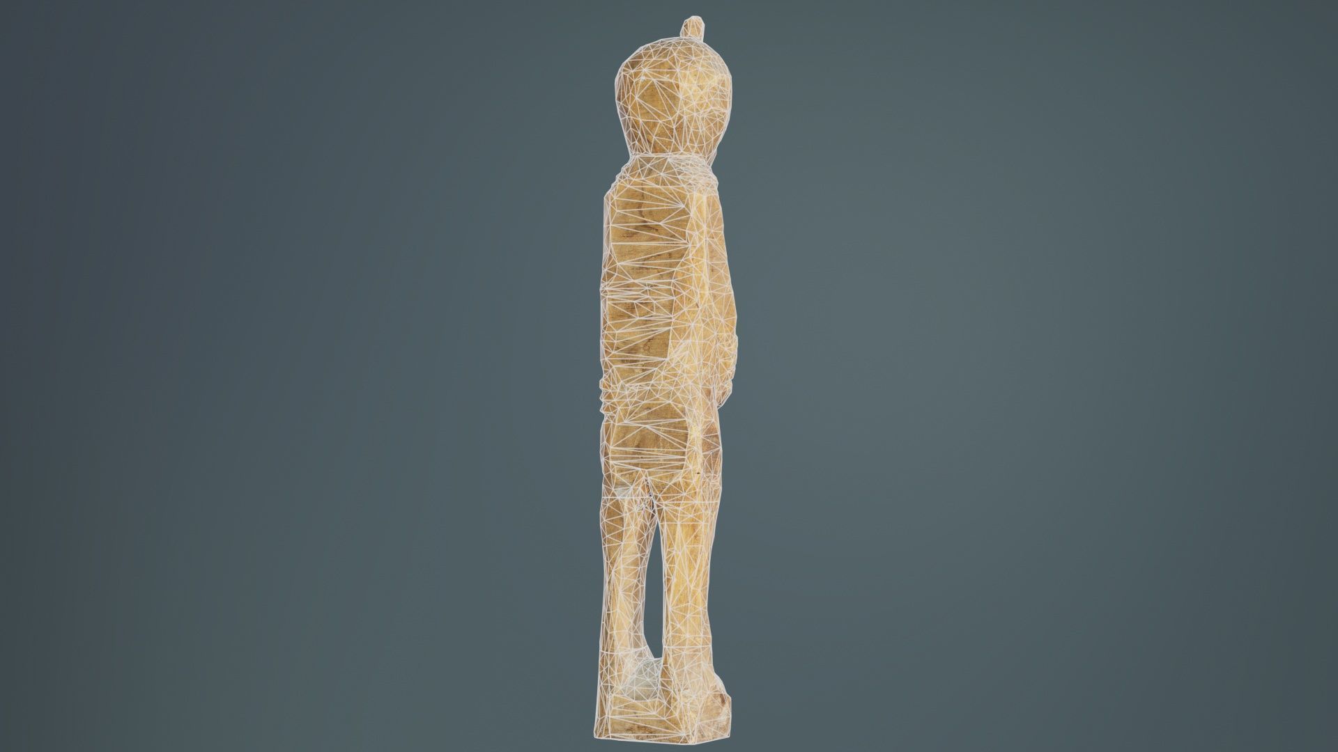 Hand Carved Wooden Statue Couple b1 Low-poly 3D model_10