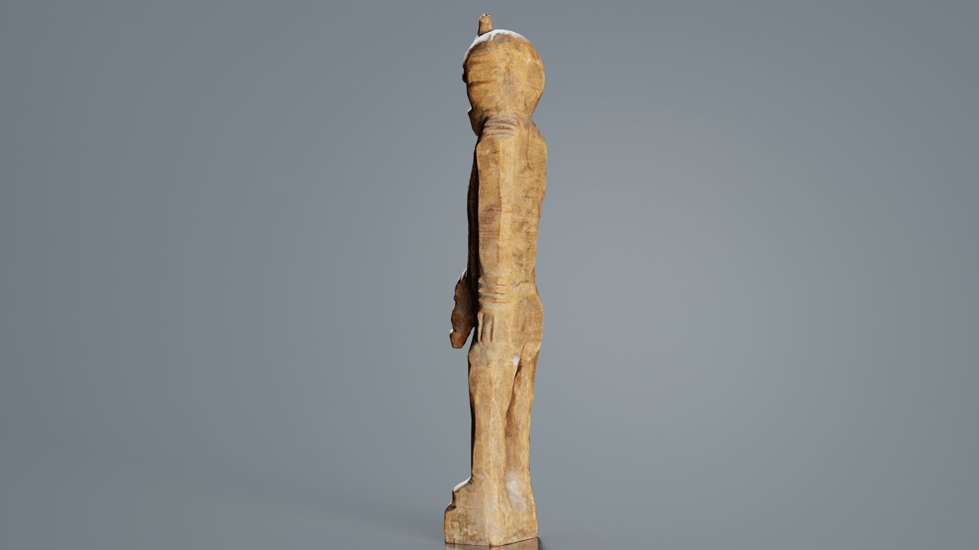 Hand Carved Wooden Statue Couple b1 Low-poly 3D model_2