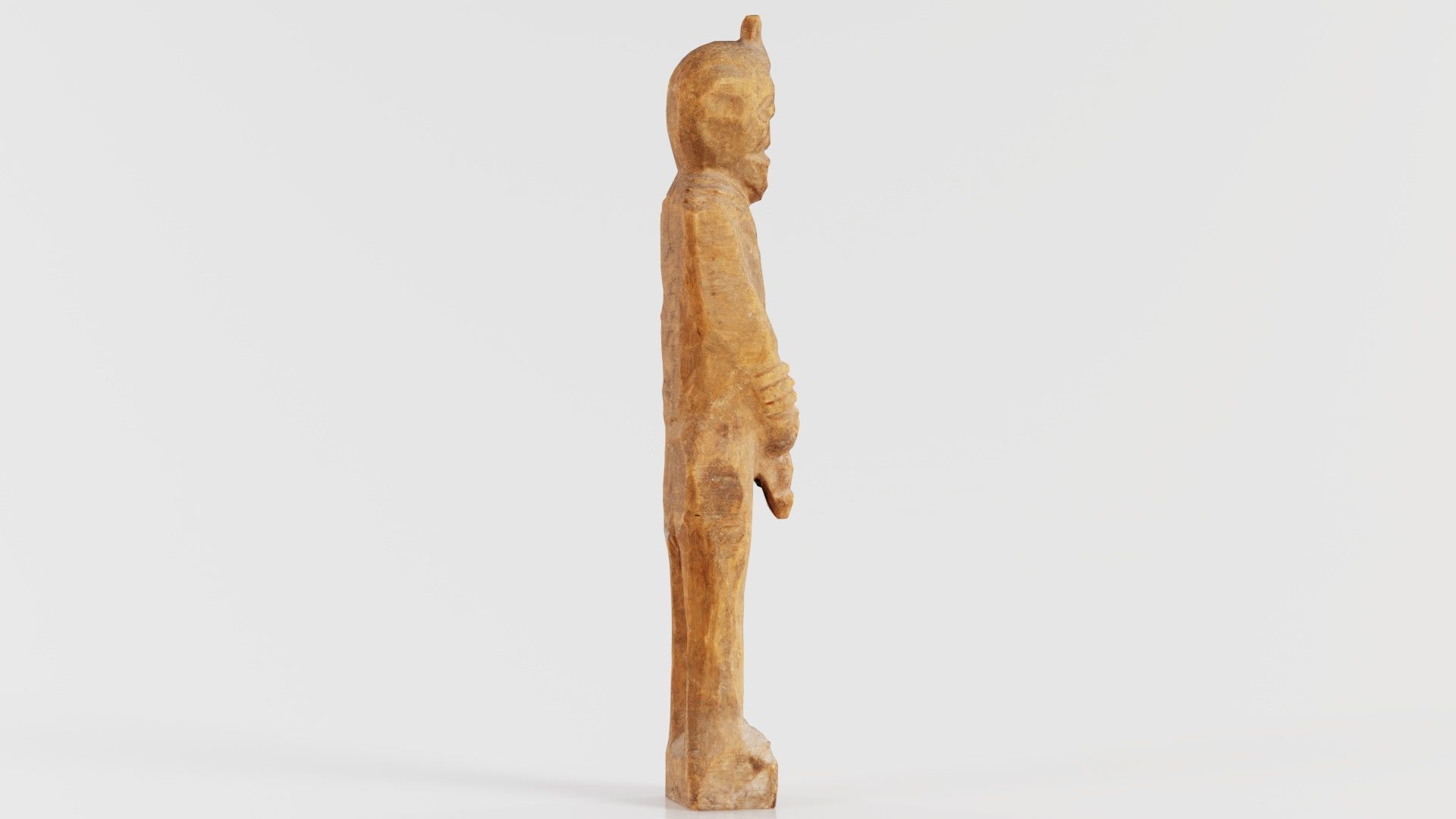 Hand Carved Wooden Statue Couple b1 Low-poly 3D model_3