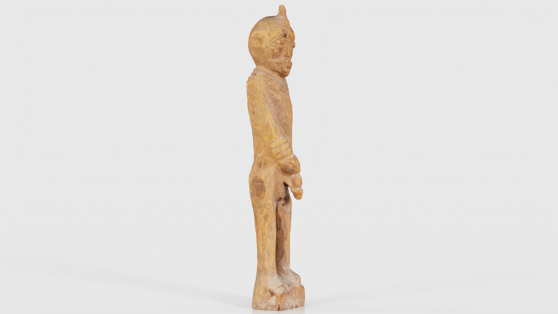 Hand Carved Wooden Statue Couple b1 Low-poly 3D model_18