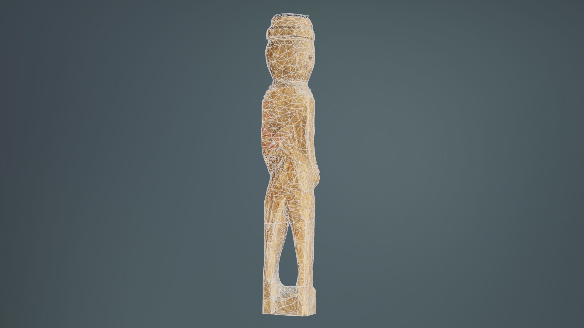 Hand Carved Wooden Statue Couple b2 Low-poly 3D model_10