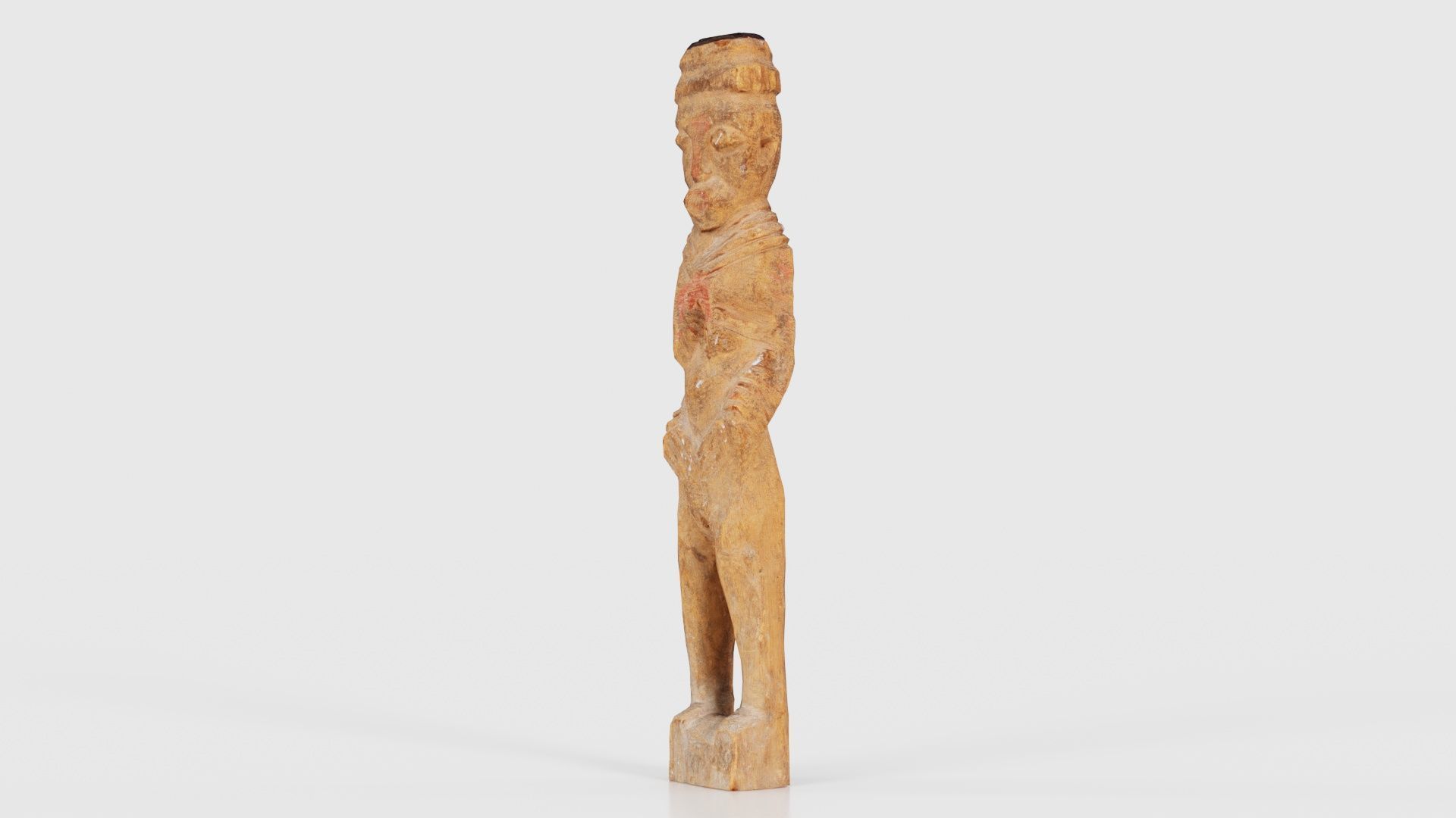 Hand Carved Wooden Statue Couple b2 Low-poly 3D model_26