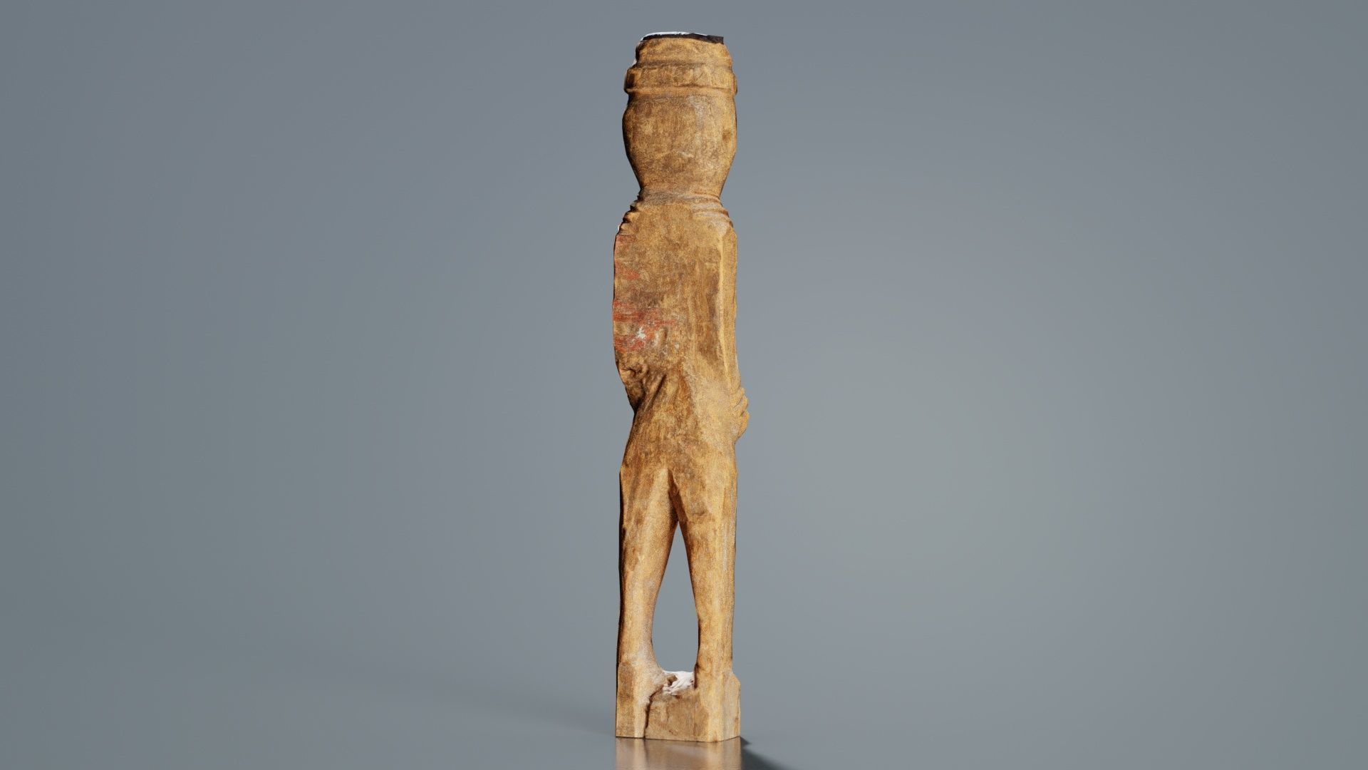 Hand Carved Wooden Statue Couple b2 Low-poly 3D model_8