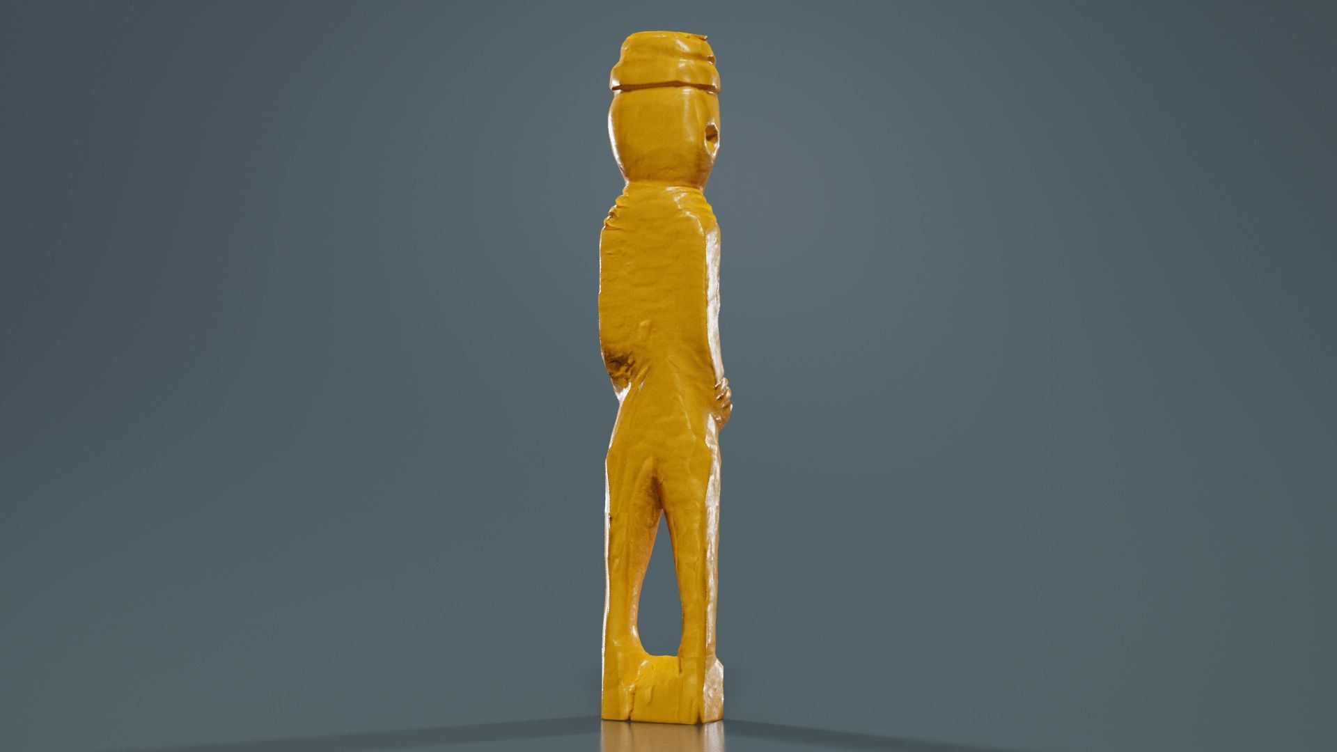 Hand Carved Wooden Statue Couple b2 Low-poly 3D model_13