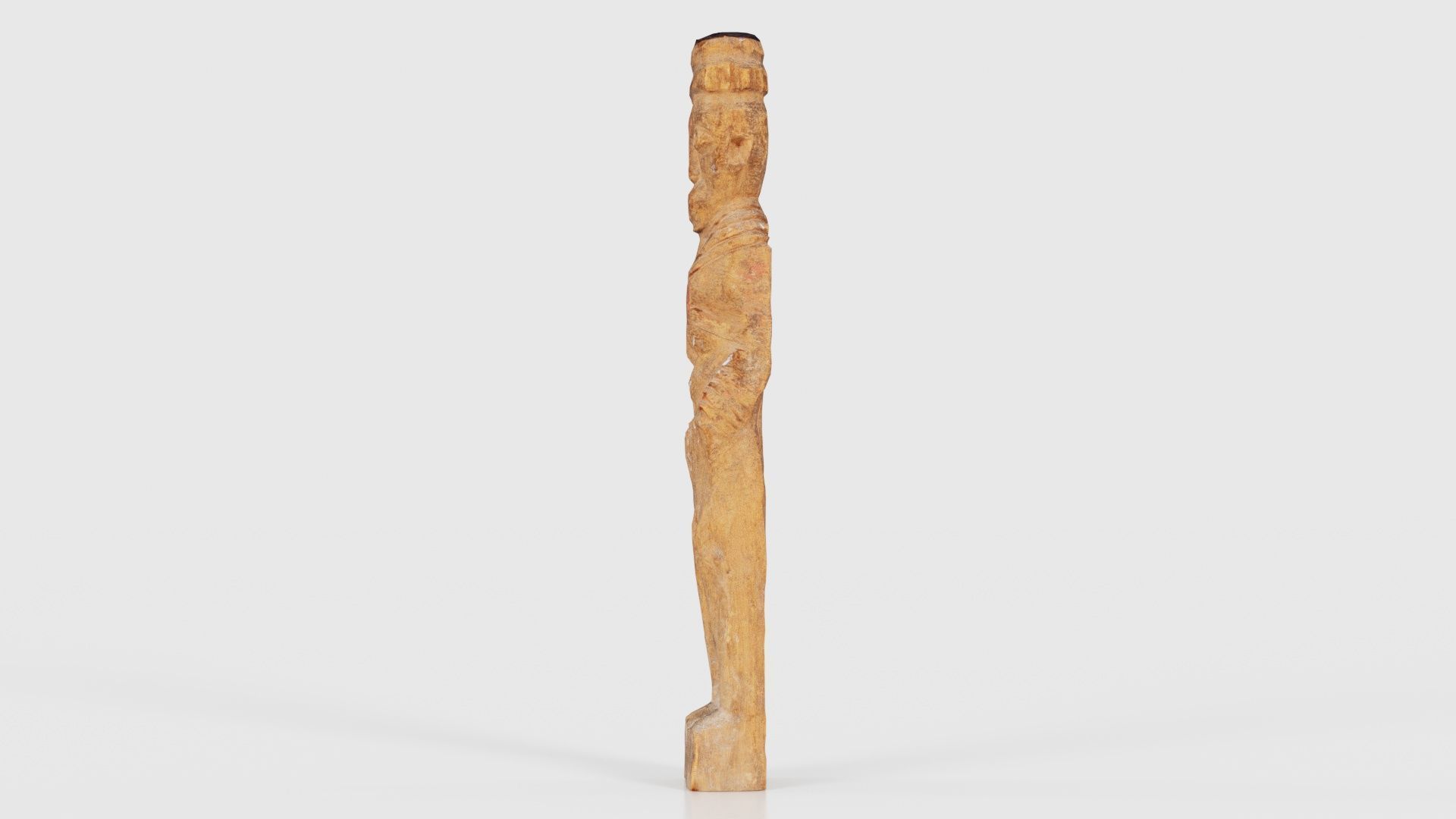 Hand Carved Wooden Statue Couple b2 Low-poly 3D model_25