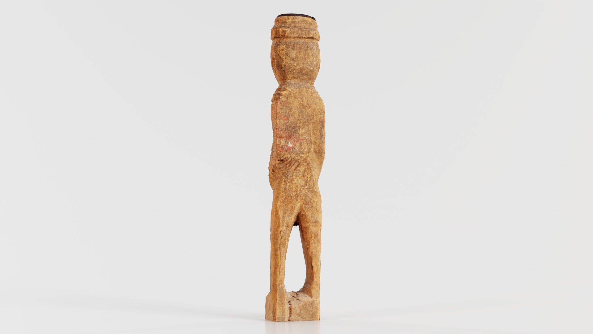 Hand Carved Wooden Statue Couple b2 Low-poly 3D model_5