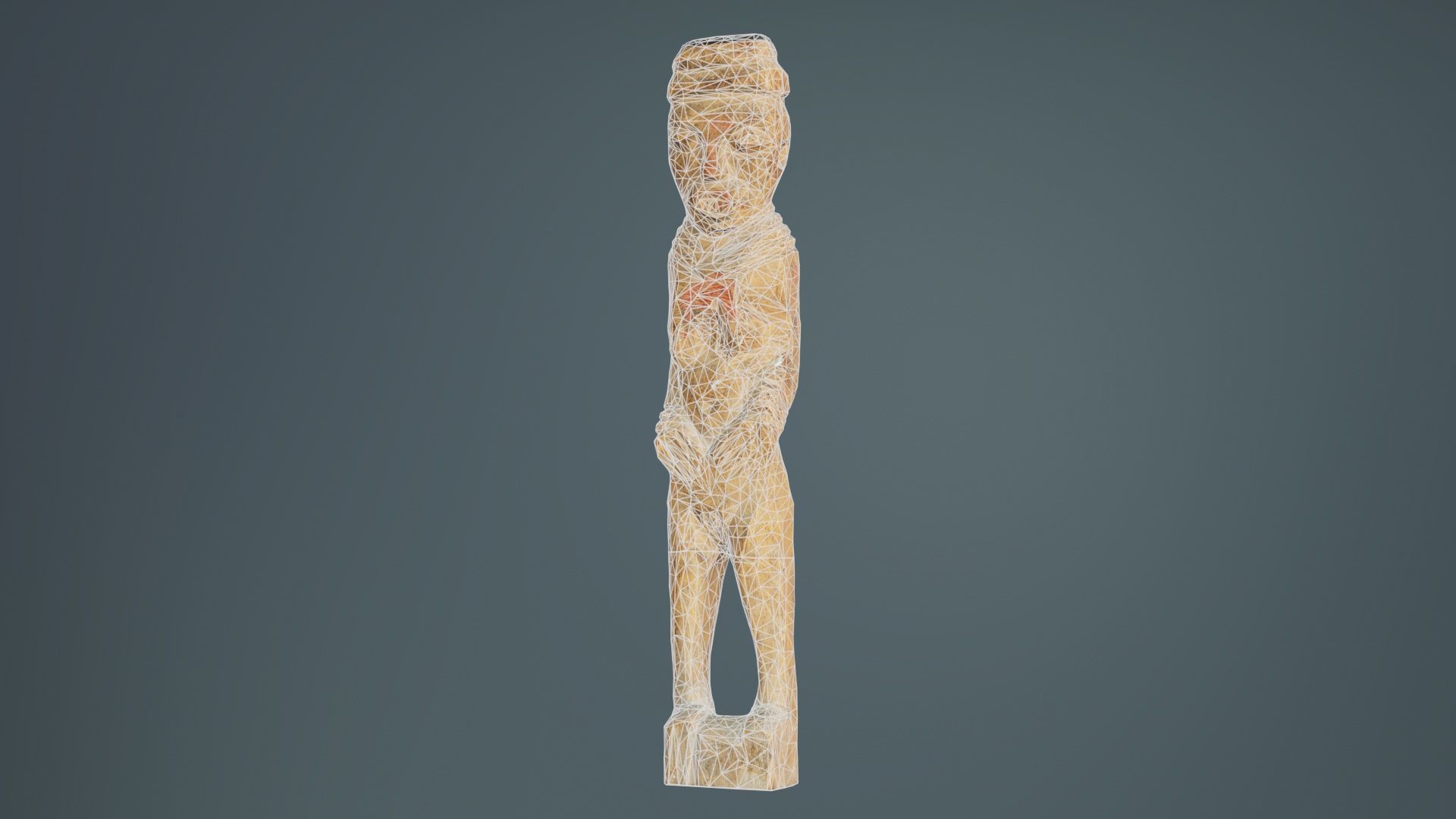 Hand Carved Wooden Statue Couple b2 Low-poly 3D model_9