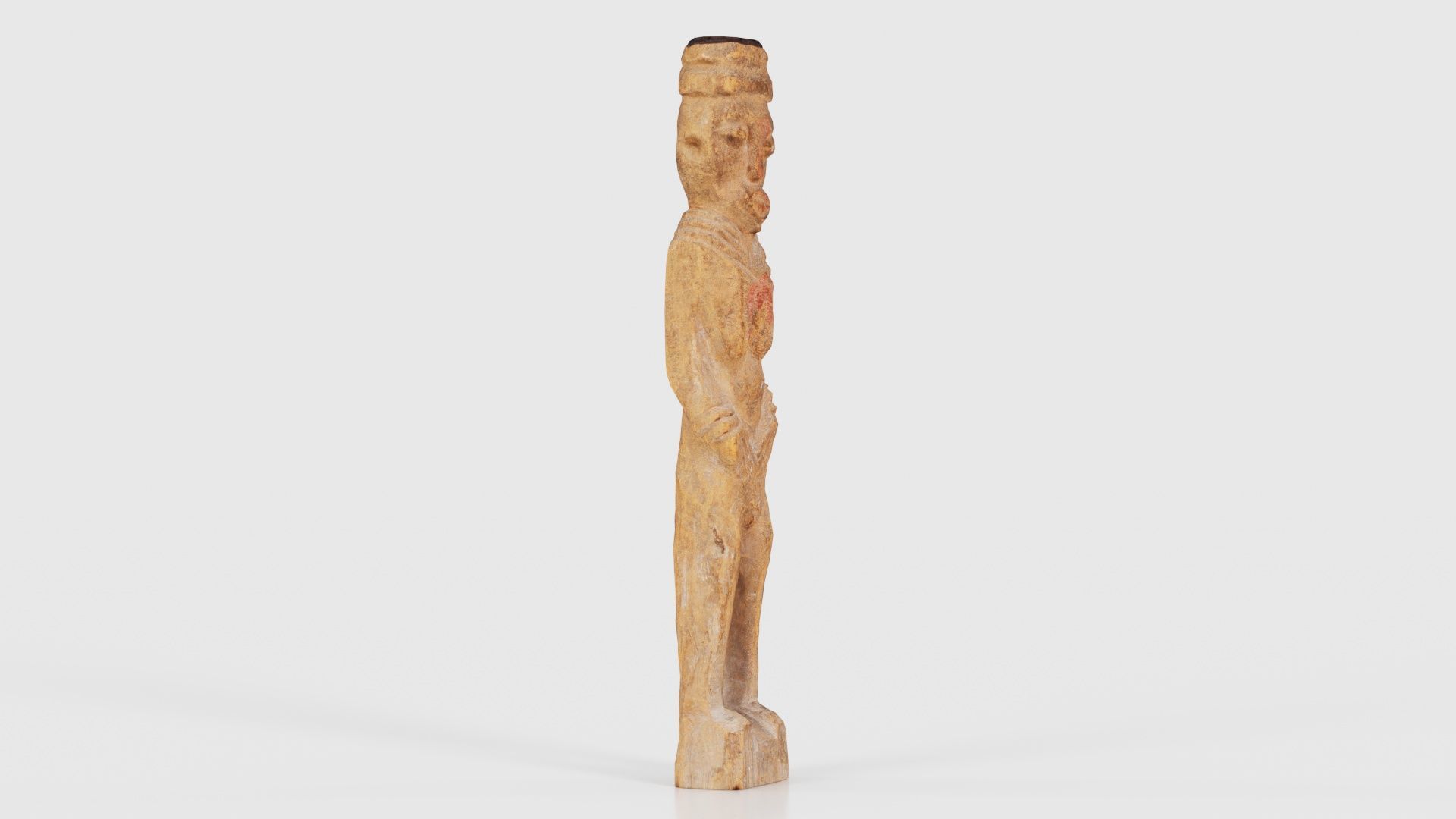 Hand Carved Wooden Statue Couple b2 Low-poly 3D model_18