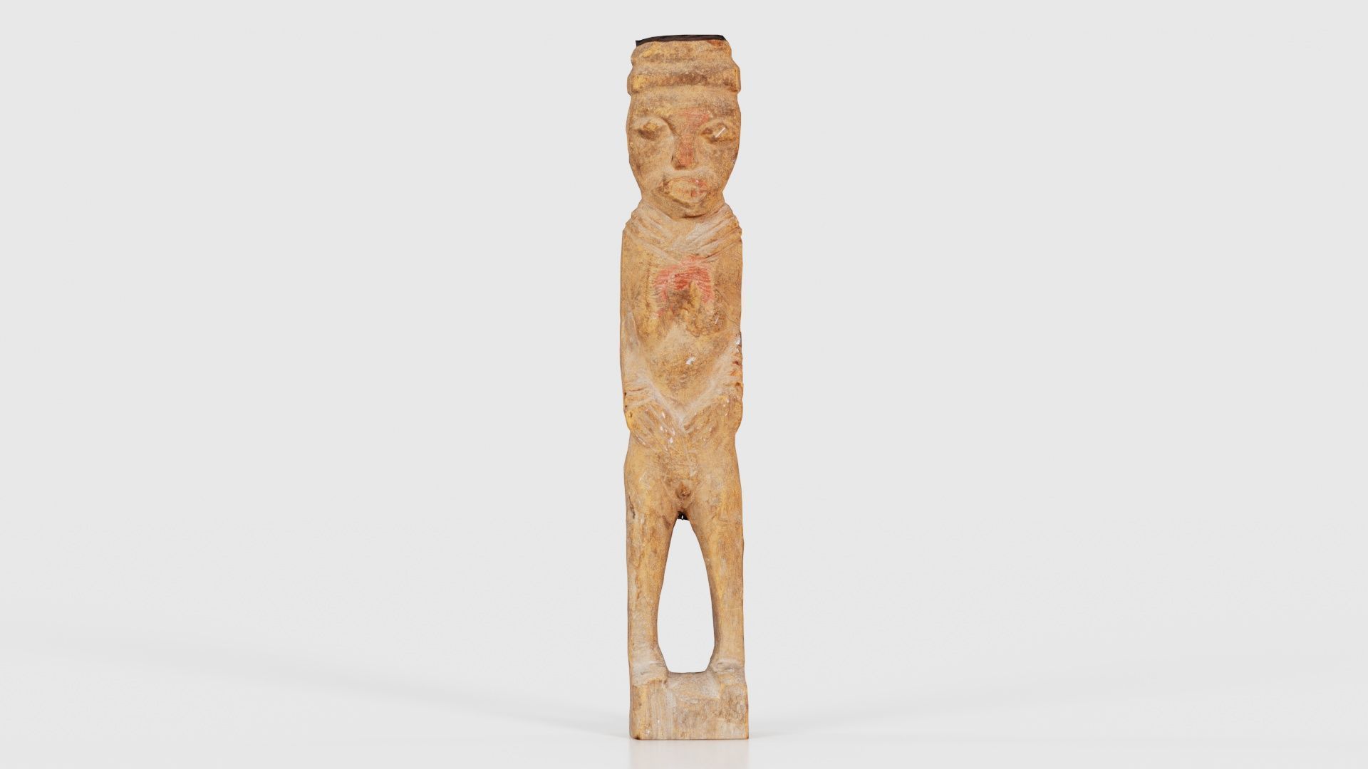 Hand Carved Wooden Statue Couple b2 Low-poly 3D model_16