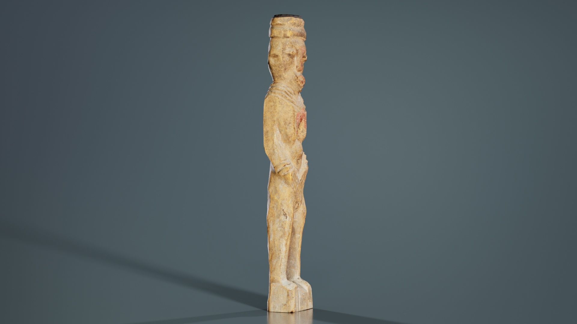 Hand Carved Wooden Statue Couple b2 Low-poly 3D model_7