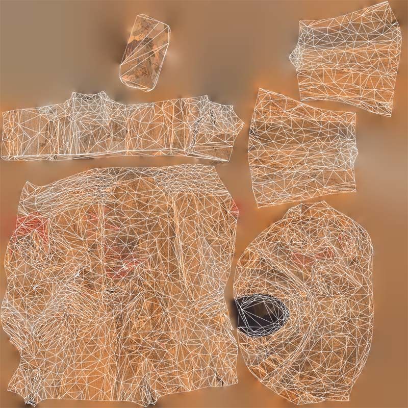 Hand Carved Wooden Statue Couple b2 Low-poly 3D model_14