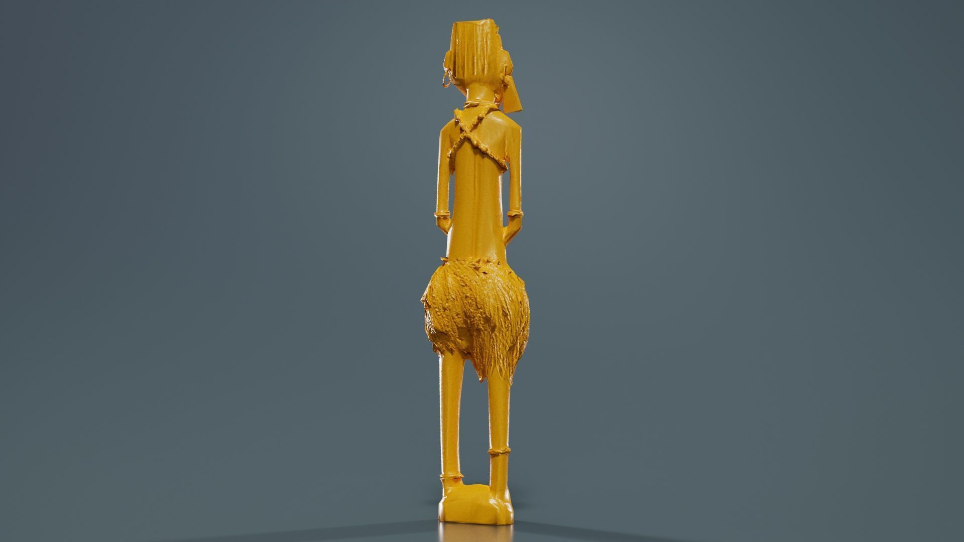 Hand Carved Wooden Statue Couple c1 Low-poly 3D model_13