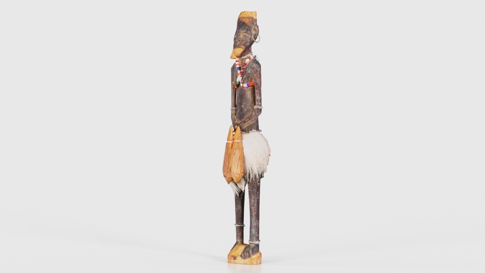 Hand Carved Wooden Statue Couple c1 Low-poly 3D model_26