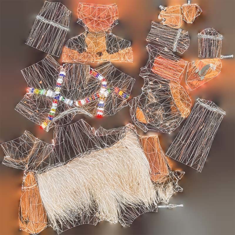 Hand Carved Wooden Statue Couple c1 Low-poly 3D model_14