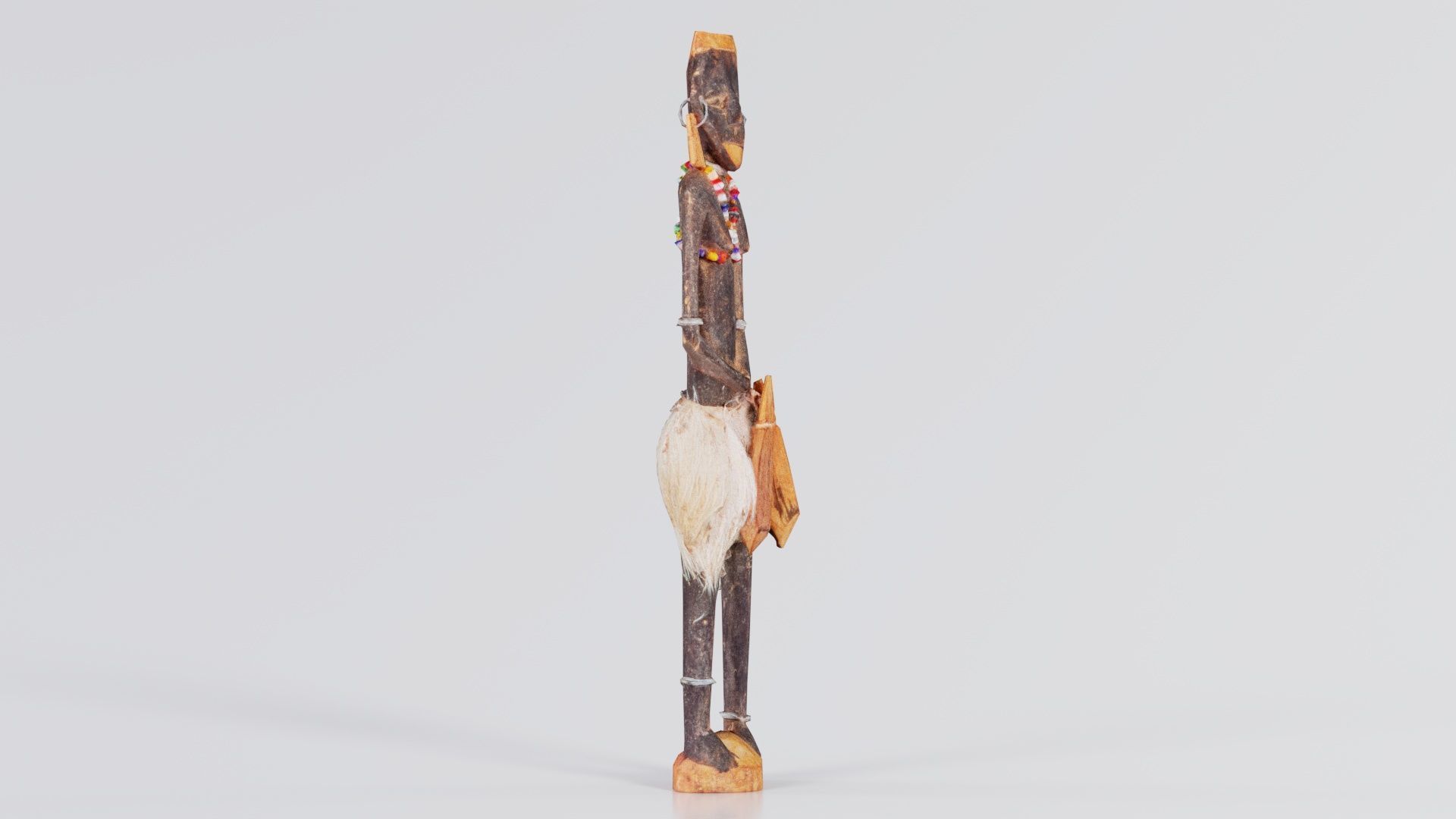 Hand Carved Wooden Statue Couple c1 Low-poly 3D model_8