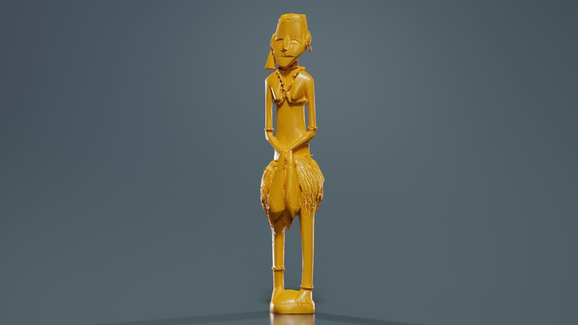 Hand Carved Wooden Statue Couple c1 Low-poly 3D model_12