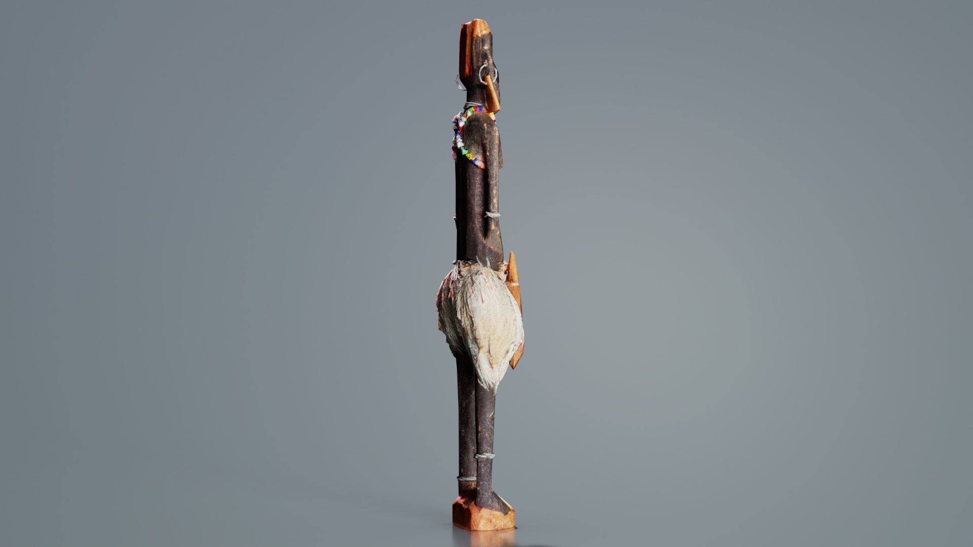 Hand Carved Wooden Statue Couple c1 Low-poly 3D model_3