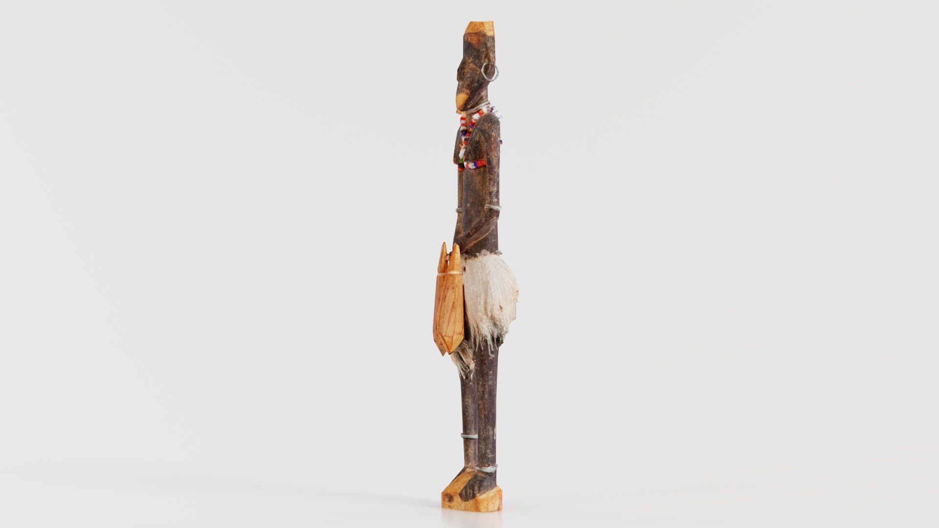 Hand Carved Wooden Statue Couple c1 Low-poly 3D model_1