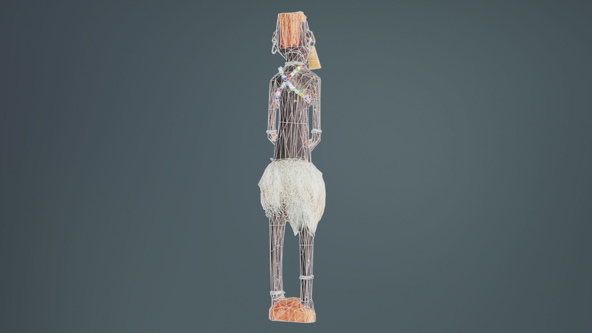 Hand Carved Wooden Statue Couple c1 Low-poly 3D model_10