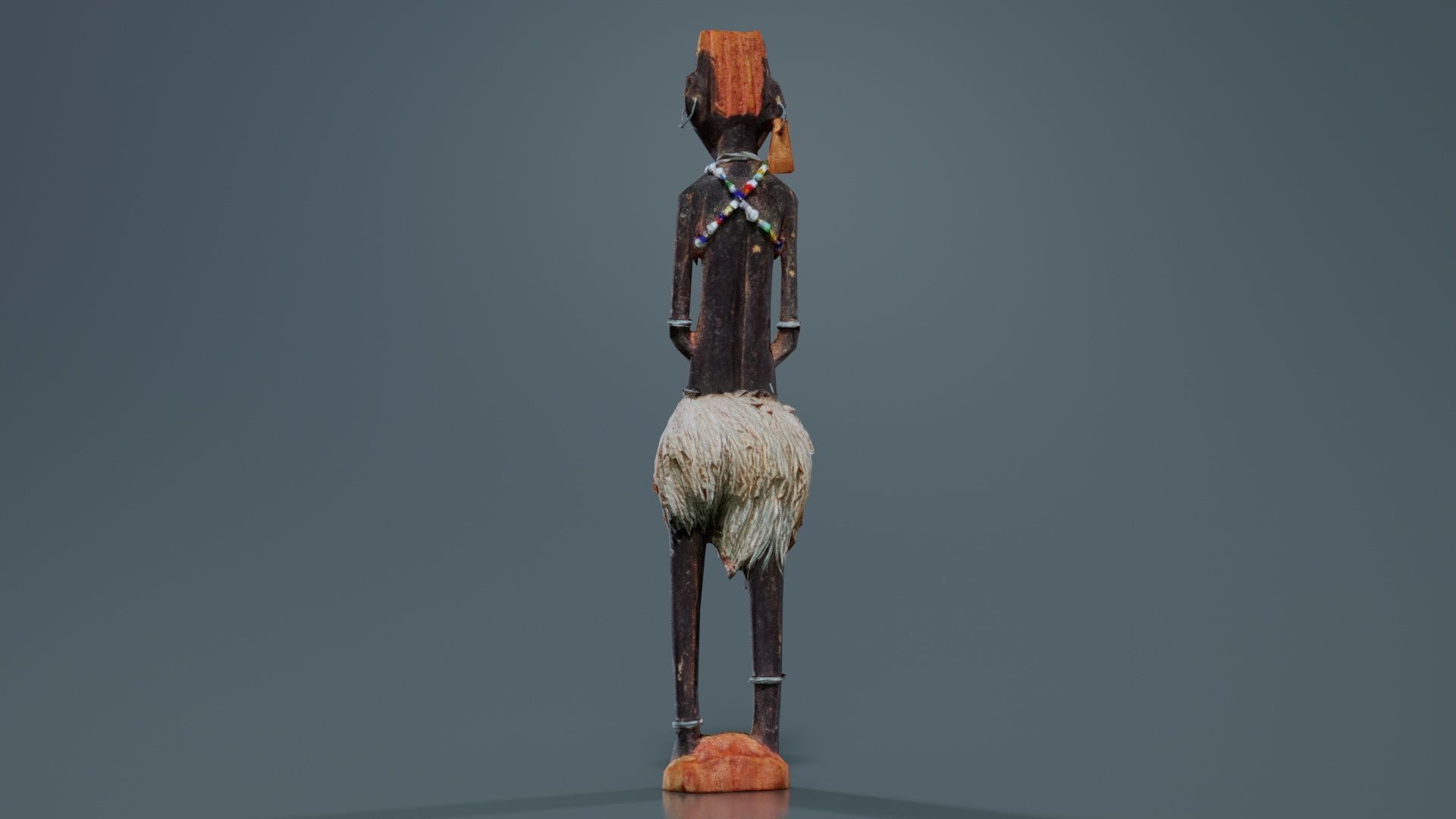 Hand Carved Wooden Statue Couple c1 Low-poly 3D model_7