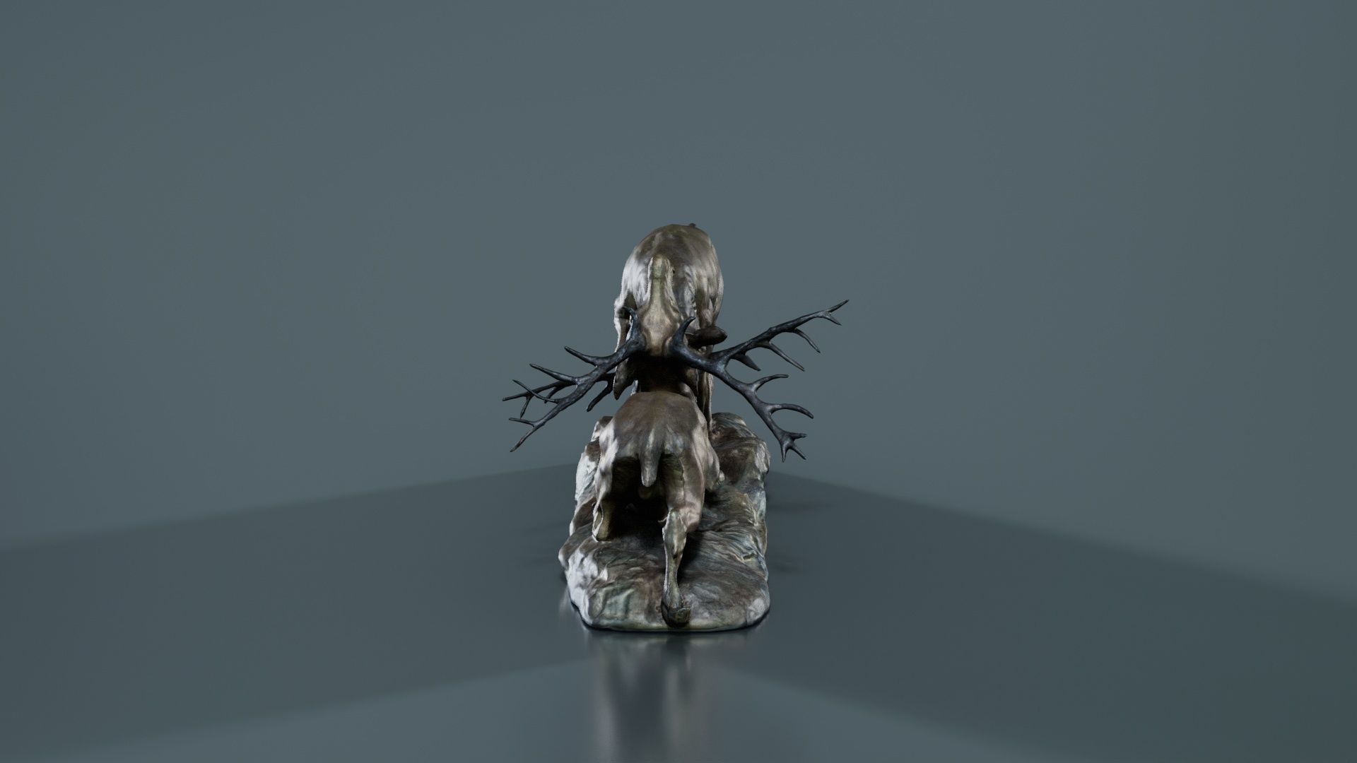 Two Dear Fighting Statue Low-poly 3D model_8