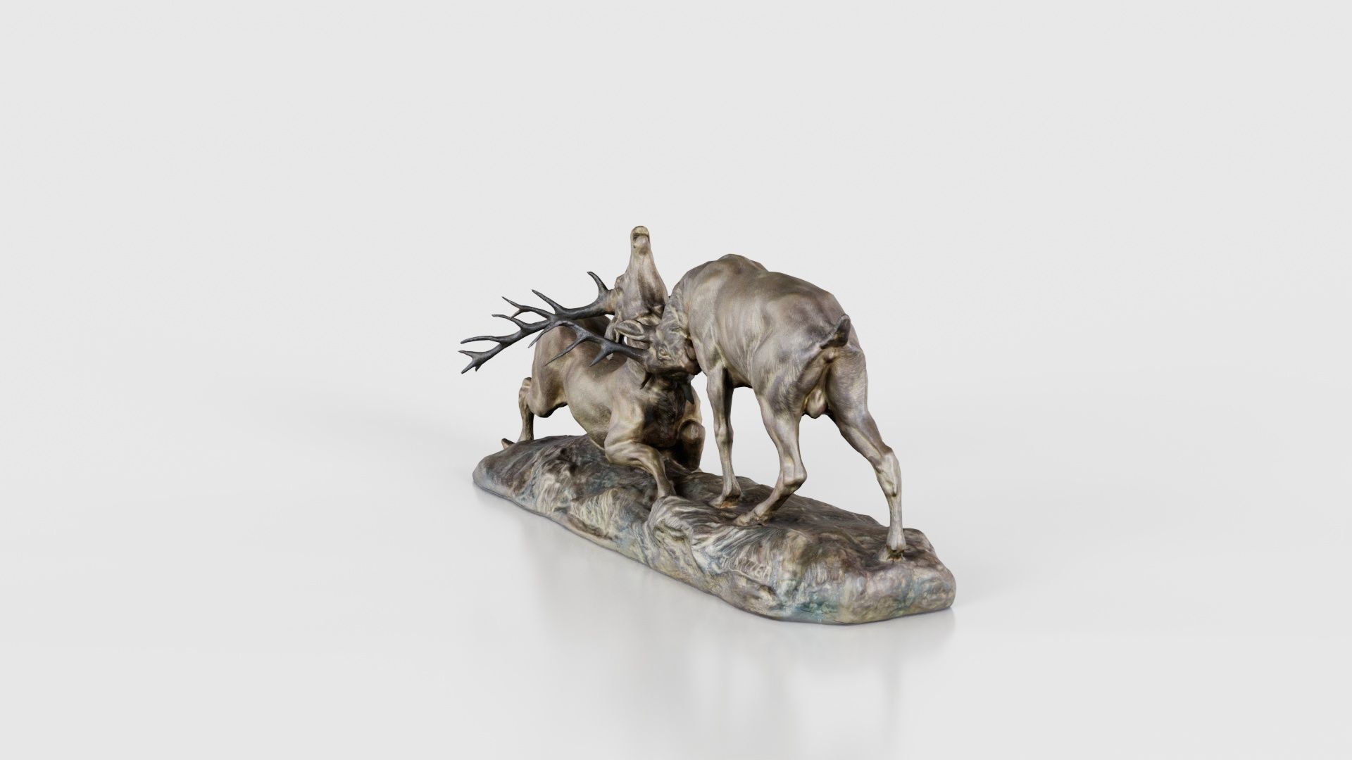 Two Dear Fighting Statue Low-poly 3D model_25