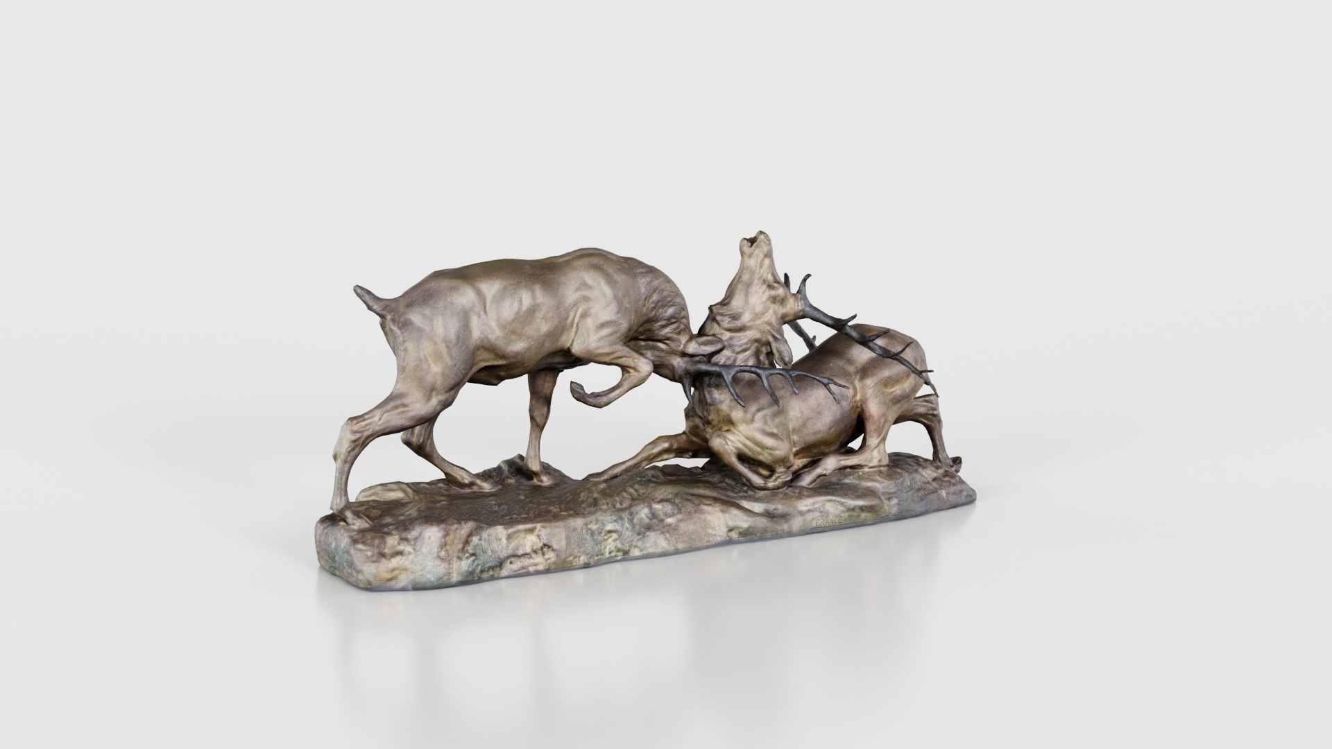 Two Dear Fighting Statue Low-poly 3D model_22