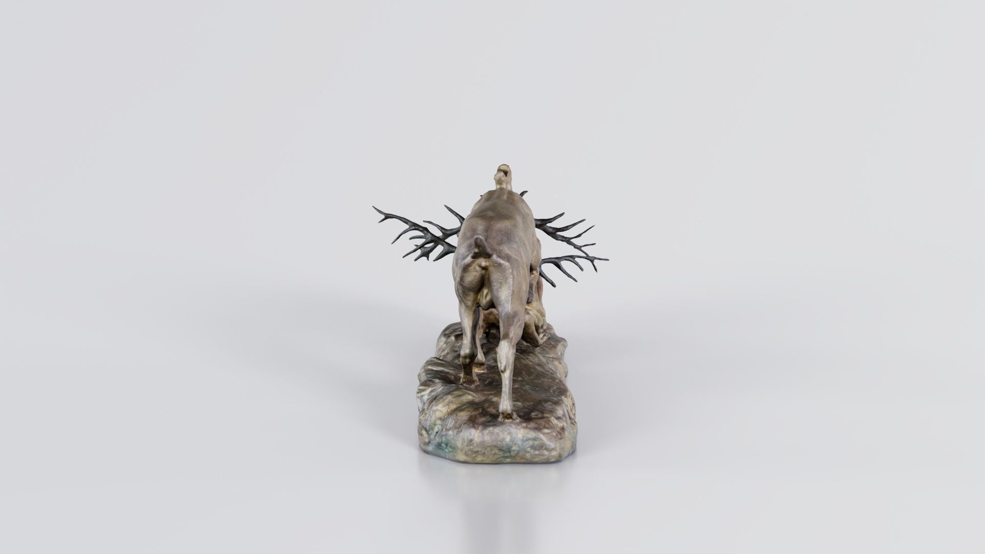 Two Dear Fighting Statue Low-poly 3D model_1