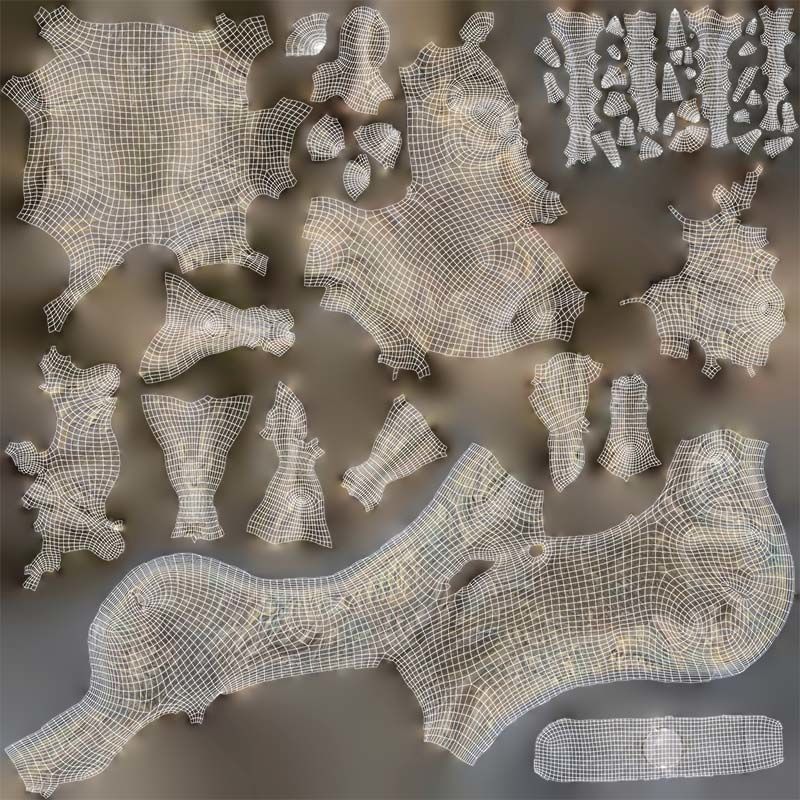 Two Dear Fighting Statue Low-poly 3D model_14