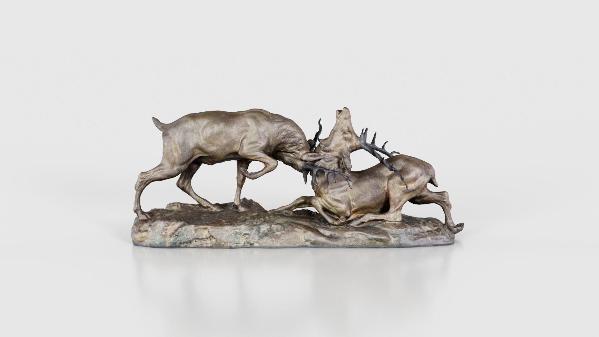 Two Dear Fighting Statue Low-poly 3D model_21