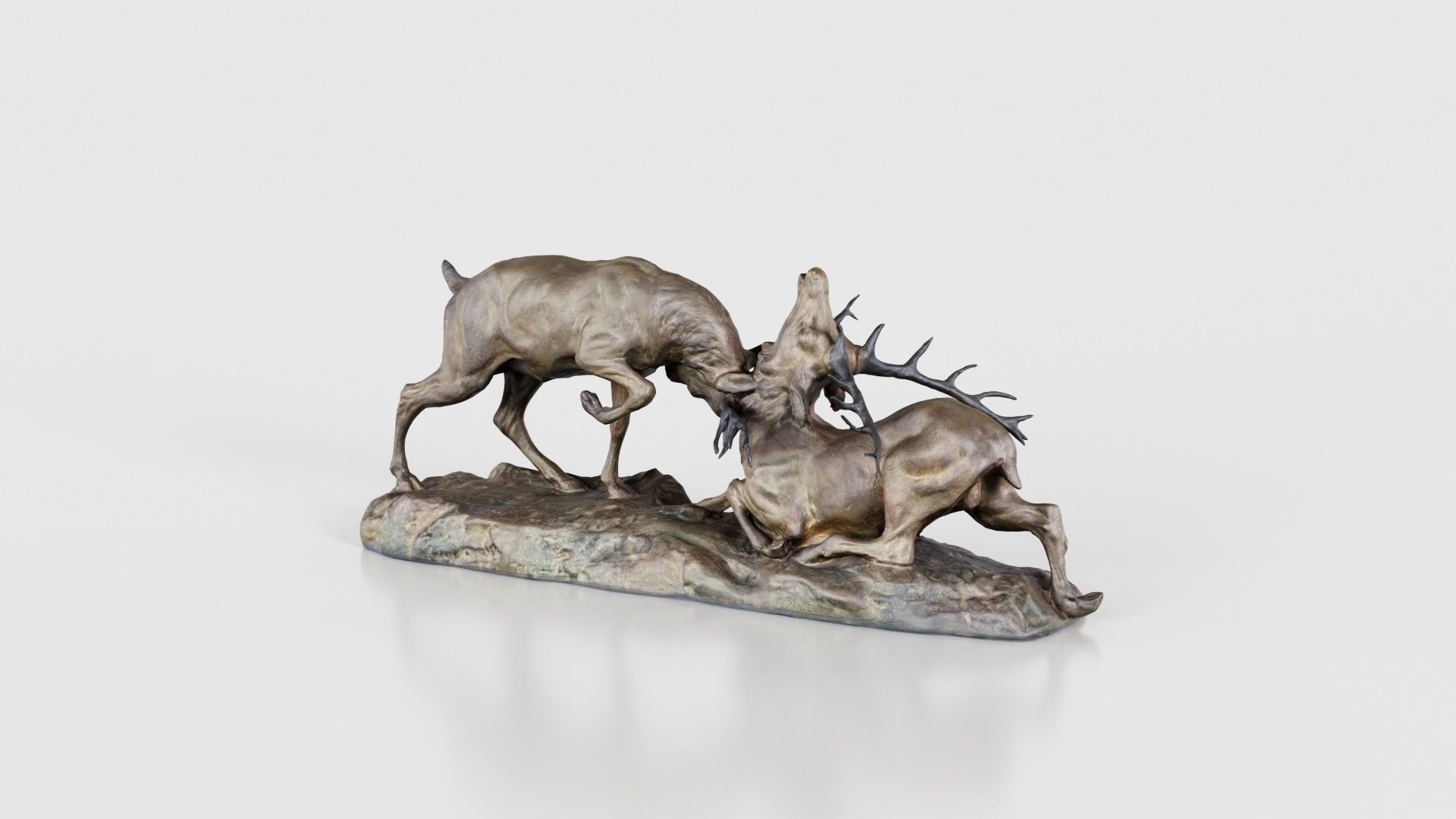 Two Dear Fighting Statue Low-poly 3D model_20