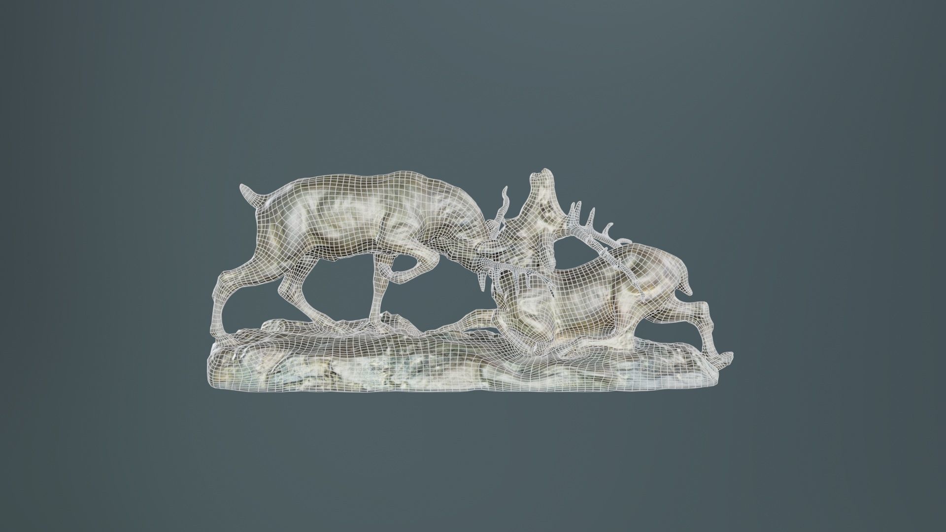 Two Dear Fighting Statue Low-poly 3D model_10