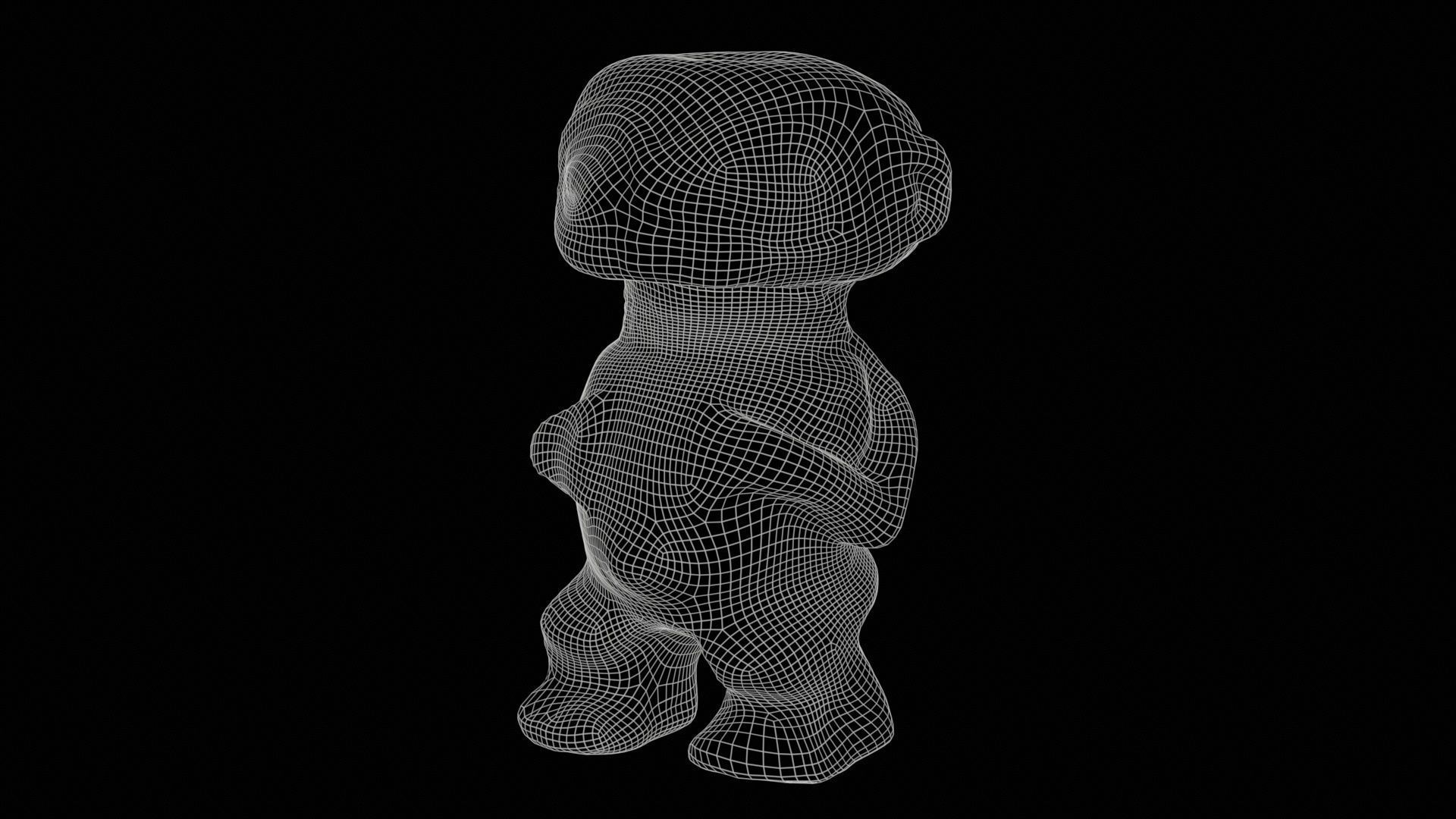 Wooden Figure Statue Female Low-poly 3D model_11