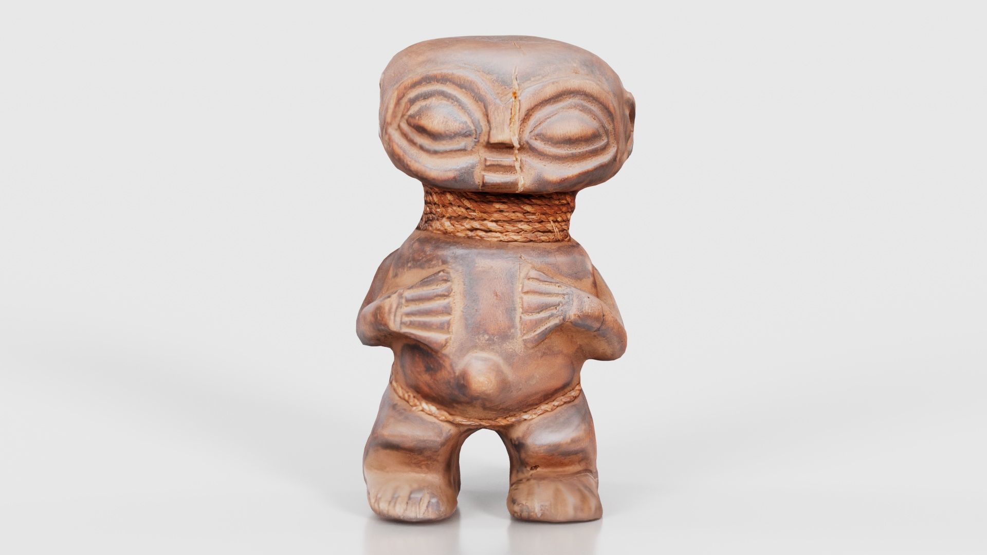 Wooden Figure Statue Female Low-poly 3D model_16