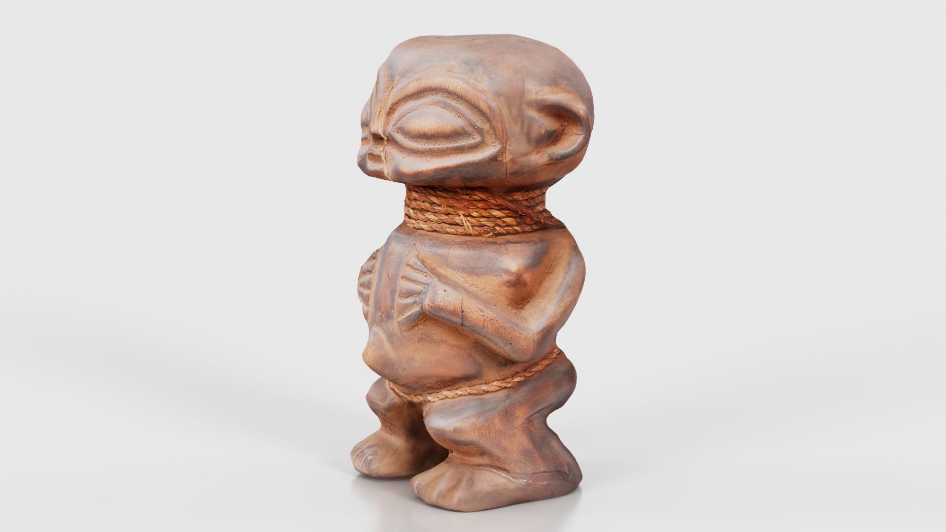 Wooden Figure Statue Female Low-poly 3D model_26