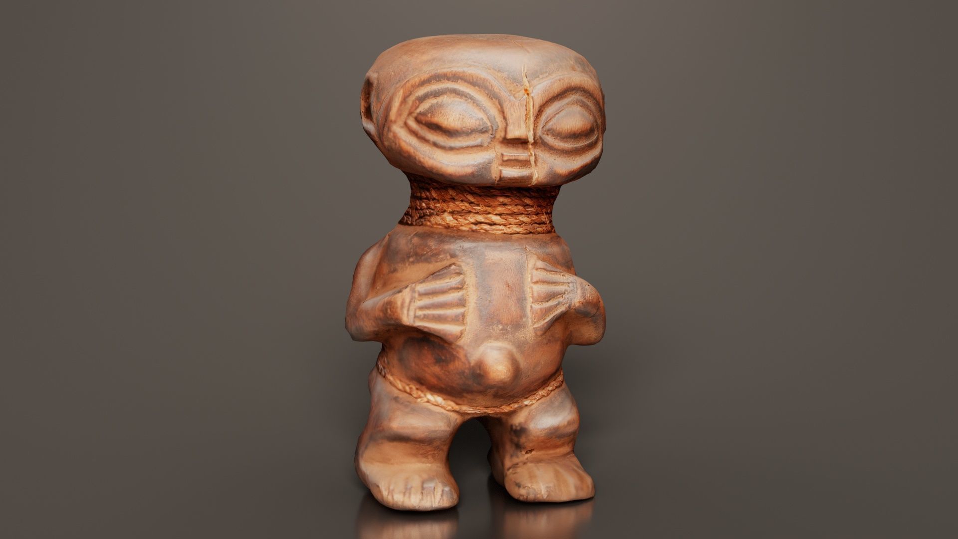 Wooden Figure Statue Female Low-poly 3D model_3