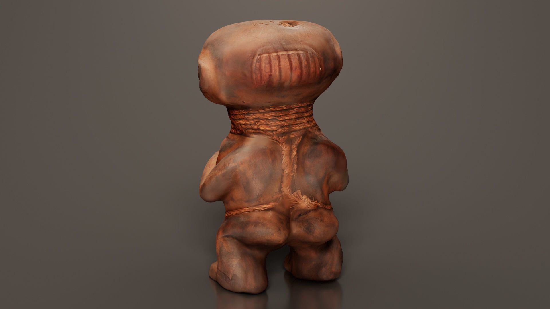 Wooden Figure Statue Female Low-poly 3D model_4