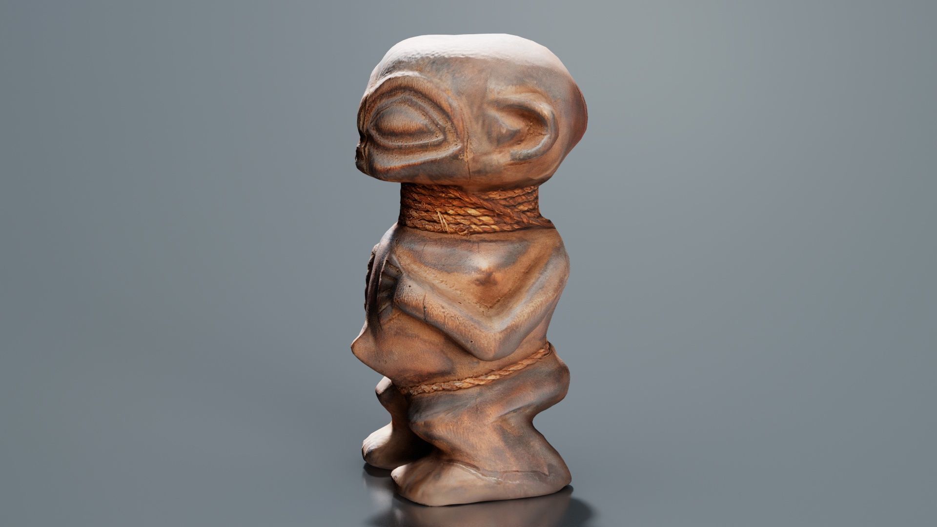 Wooden Figure Statue Female Low-poly 3D model_5