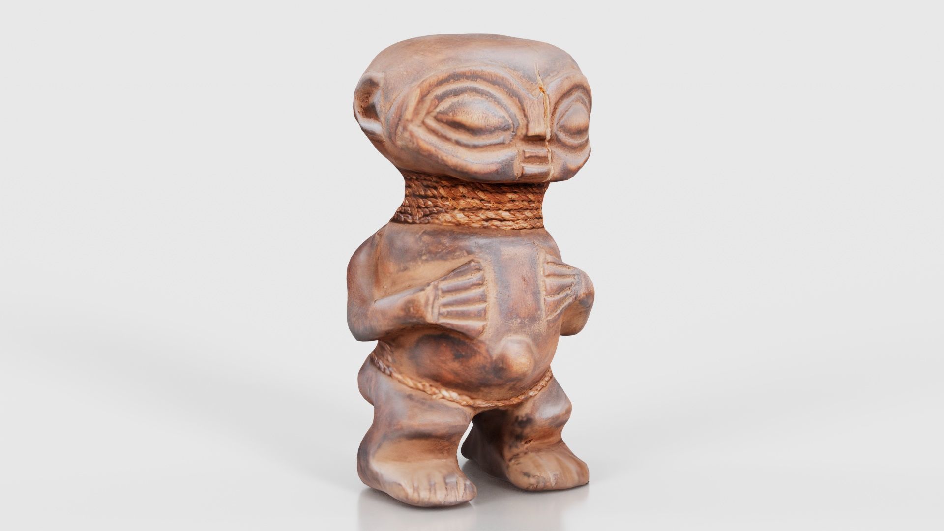 Wooden Figure Statue Female Low-poly 3D model_17