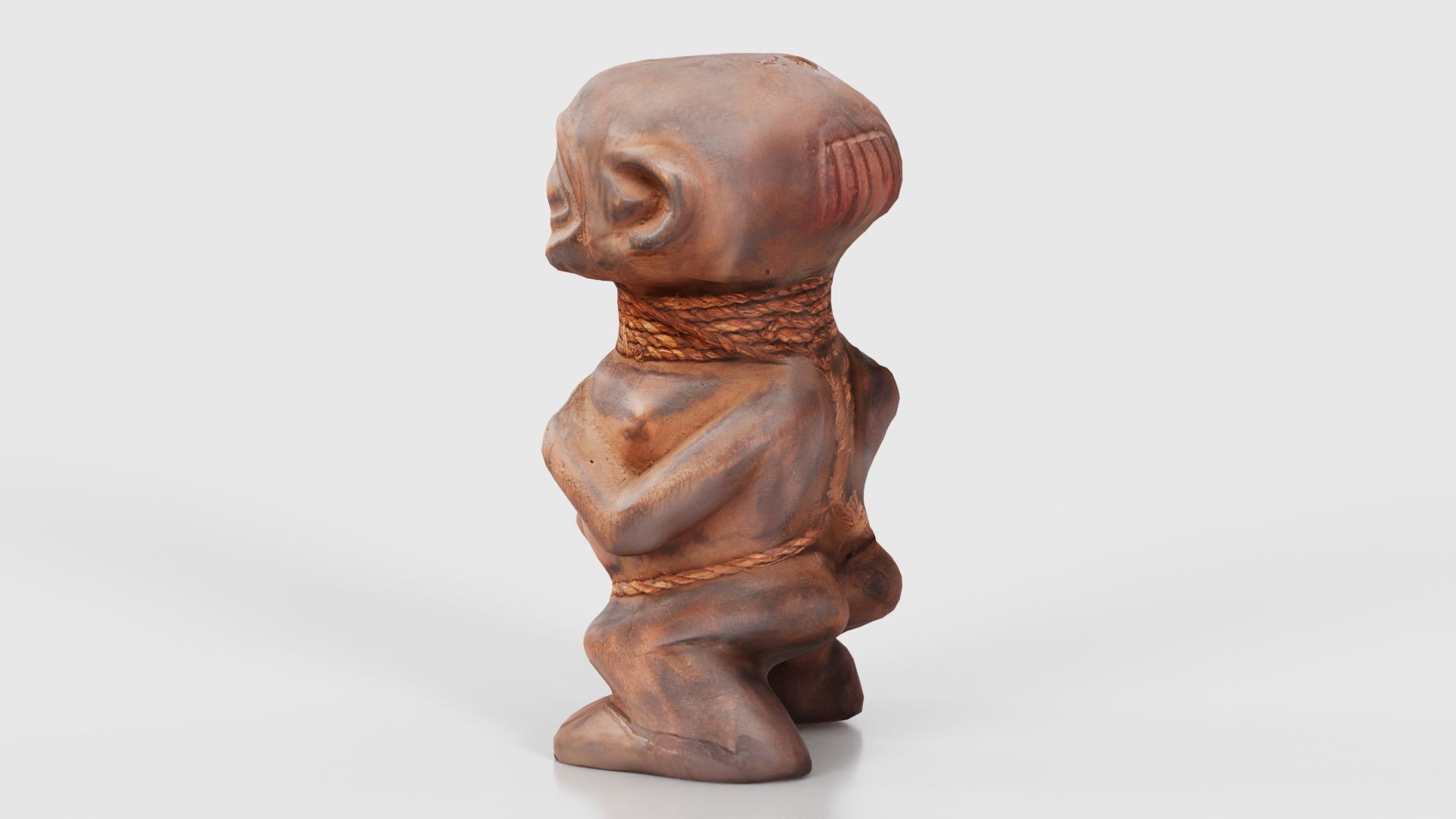Wooden Figure Statue Female Low-poly 3D model_24