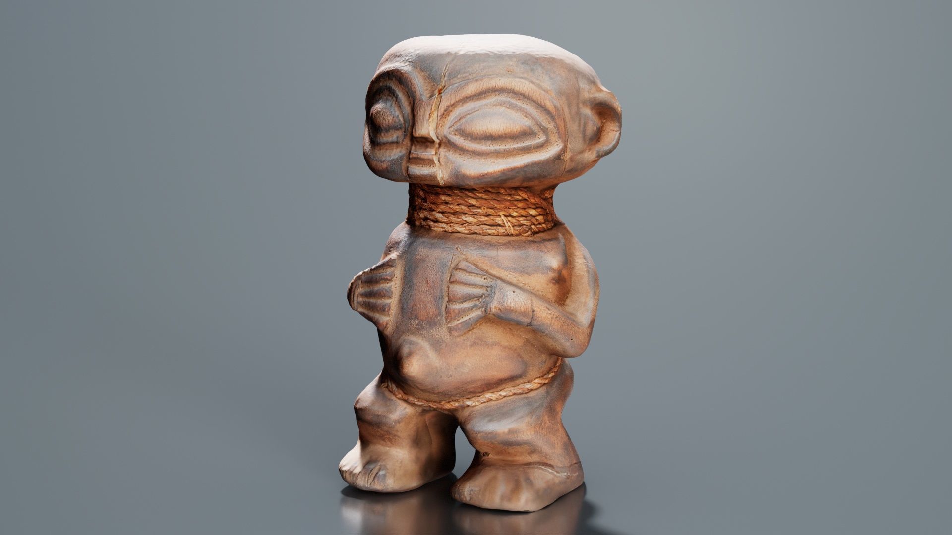 Wooden Figure Statue Female Low-poly 3D model_1